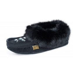 Rabbit Fur Bead Slipper     Black