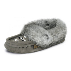 Rabbit Fur Bead Slipper      Grey