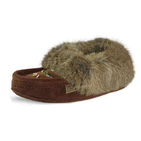 Rabbit Fur Bead Slipper      Café