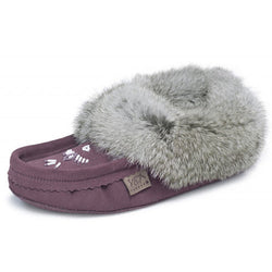 Rabbit Fur Bead Slipper      Plum