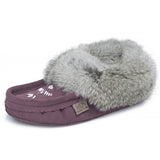 Ladies Rabbit Trimmed Leather Beaded Moccasins